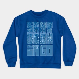 Santo Domingo, Dominican Republic Map Typography - Blueprint Crewneck Sweatshirt